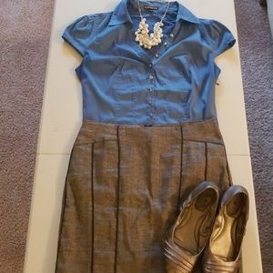 2 Express Short Sleeve Button Down Shirts - Blue